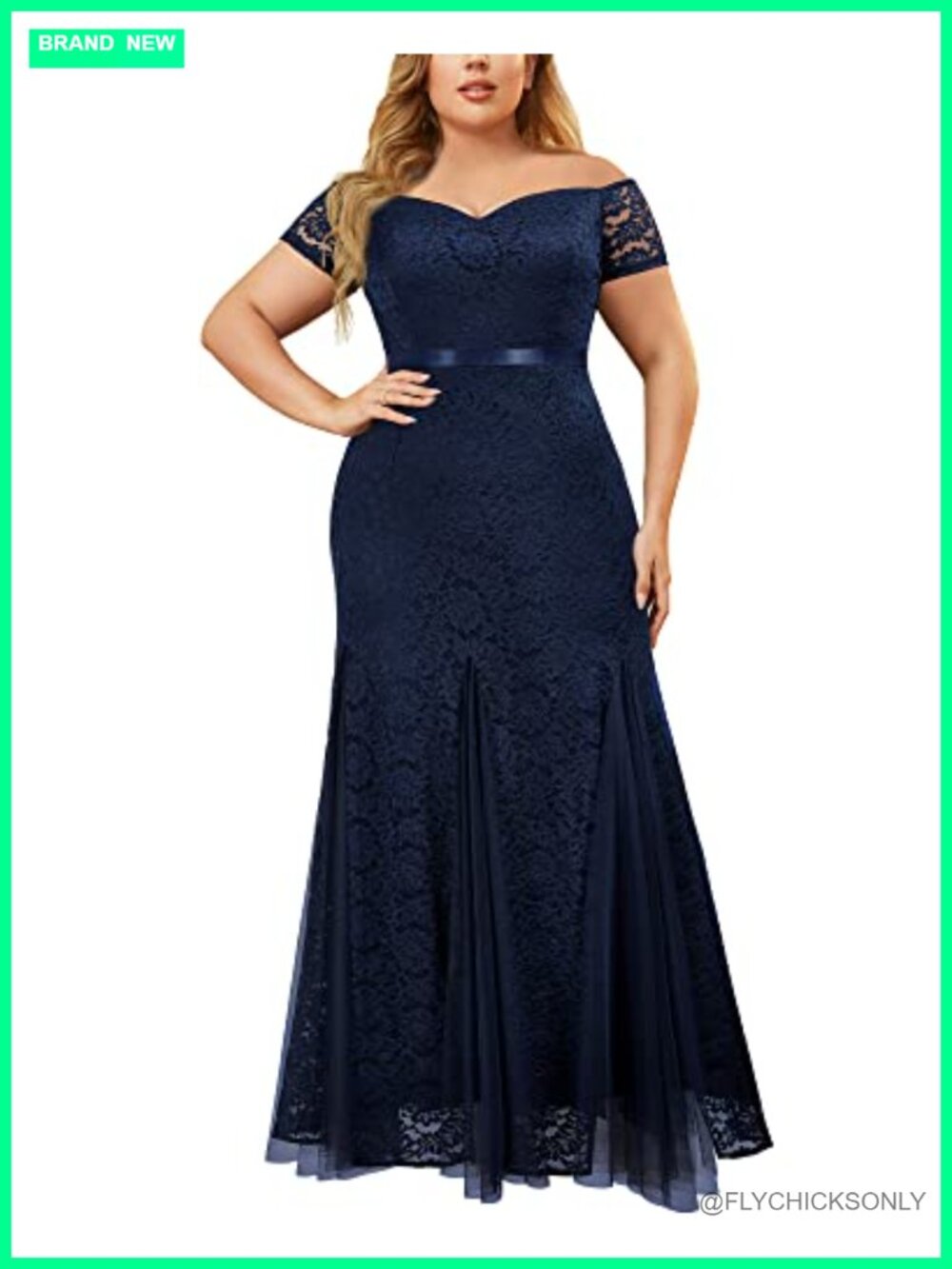 Plus Size Floral Lace Mermaid Formal Wedding Guest Maxi Dress